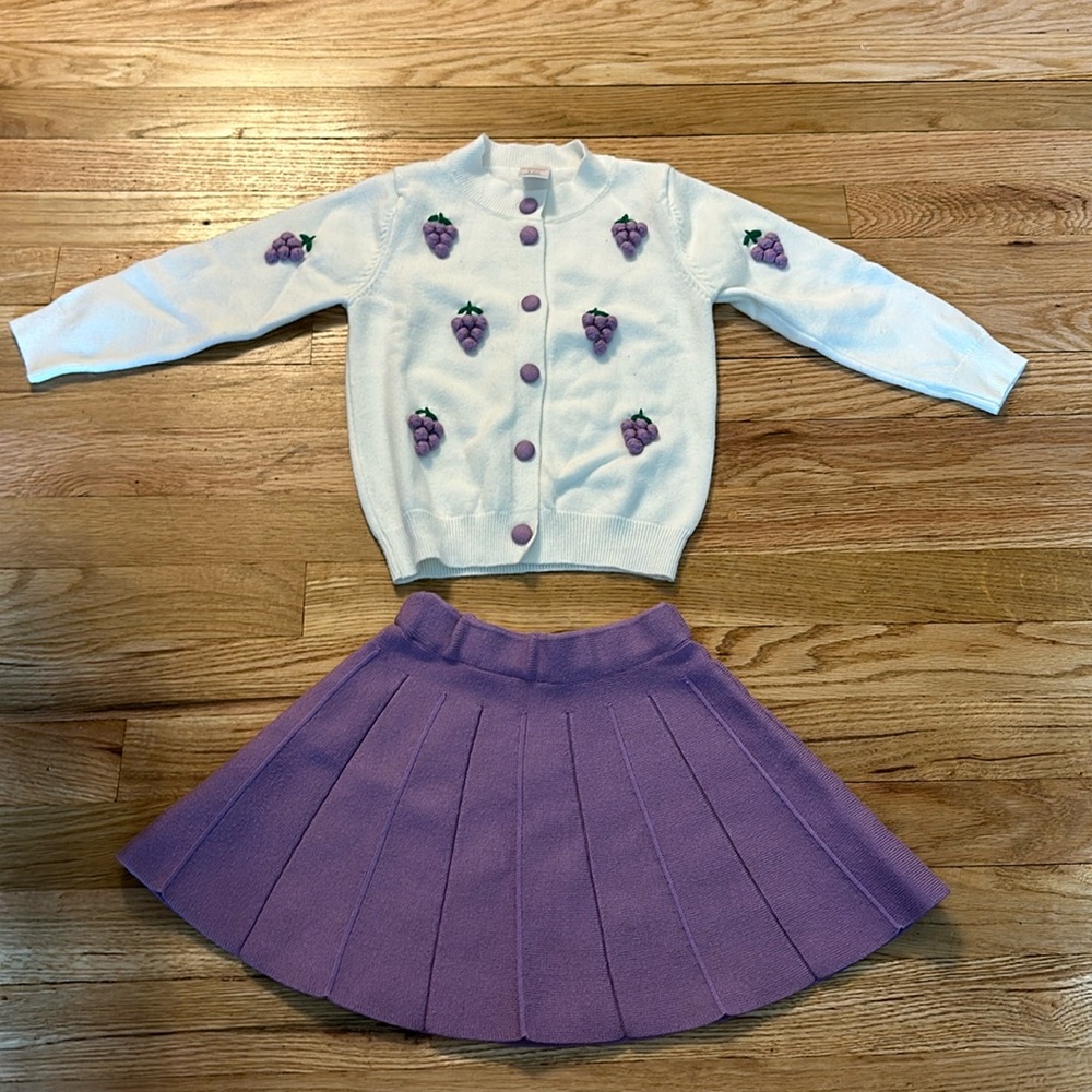 Grape Cardigan Sweater Skirt Set